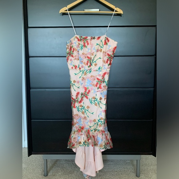 Sam Edelman Bouquet Floral Embroidered Strapless Sheath Dress - Picture 3 of 9